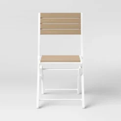 Bryant 4pk Faux Wood Folding Patio Bistro Chairs - White/Light Wood - Threshold™ -Outdoor Furniture Store GUEST 048e3749 da5e 4a40 8226 5119b7660d58