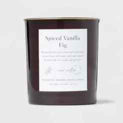 Clear Colored Glass With Woodwick And Brass Metal Inset Lid Spice Vanilla Fig Candle Purple - Threshold™ -Outdoor Furniture Store GUEST 164b0c6a 9ab3 436c a9d4 968eb3e3b85f