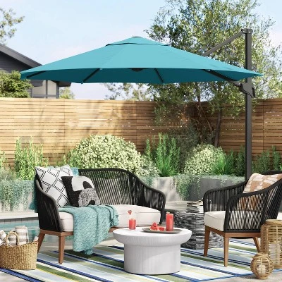 11'x11' Offset Patio Umbrella Turquoise - Black Pole - Threshold™ 11'x11' Offset Patio Umbrella Turquoise - Black Pole - Threshold™ -Outdoor Furniture Store GUEST 30d09e40 c4a6 47eb 8f51 e592afee21d5