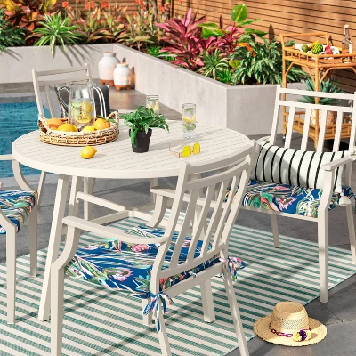 5'x7' Narrow Wornstripe Rectangular Woven Outdoor Area Rug Turquoise Blue - Threshold™ 5'x7' Narrow Wornstripe Rectangular Woven Outdoor Area Rug Turquoise Blue - Threshold™ -Outdoor Furniture Store GUEST 42b51a79 7f0d 437b af22 4dd97c4bb403