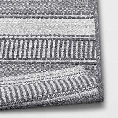 7'x10' Striped Rectangular Woven Outdoor Area Rug Charcoal Gray/Ivory - Threshold™ 7'x10' Striped Rectangular Woven Outdoor Area Rug Charcoal Gray/Ivory - Threshold™ -Outdoor Furniture Store GUEST 4ed8cf52 5b9a 4180 83cb e8909f219477