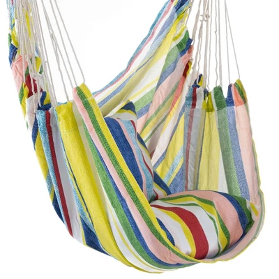 3.3' Cushioned Outdoor Hammock Chair with Spreader Bar Summer Stripe Yellow/Red/Blue - Threshold™ 3.3' Cushioned Outdoor Hammock Chair With Spreader Bar Summer Stripe Yellow/Red/Blue - Threshold™ -Outdoor Furniture Store GUEST 68129b87 91ed 4e23 8b2a 3ac4e69a178d