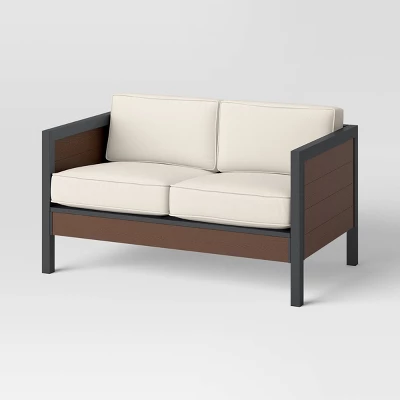 Bryant 2pc Faux Wood Patio Loveseat & Coffee Table - Gray/Natural - Threshold™ Bryant 2pc Faux Wood Patio Loveseat & Coffee Table - Gray/Natural - Threshold™ -Outdoor Furniture Store GUEST 68fcfdca 0730 486f 8d71 08df4e9e4f2e