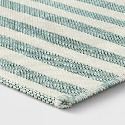 5'x7' Narrow Wornstripe Rectangular Woven Outdoor Area Rug Turquoise Blue - Threshold™ 5'x7' Narrow Wornstripe Rectangular Woven Outdoor Area Rug Turquoise Blue - Threshold™ -Outdoor Furniture Store GUEST 7211f137 af87 400a 8e96 e3d0a7453bd6