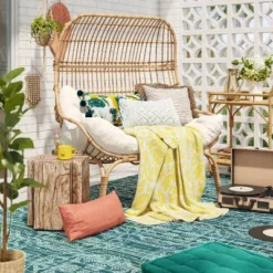 Wicker & Metal Outdoor Patio Chair, Egg Chair Natural - Threshold™ Designed With Studio McGee -Outdoor Furniture Store GUEST 98121453 7012 488d ba4f 18f874372531