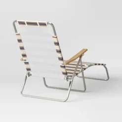 Striped Aluminum Beach Lounger With Wood Arms - Threshold™ -Outdoor Furniture Store GUEST a72bf634 d3db 44d5 b2f4 d19d9498af18