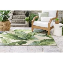 9'x12' Vacation Tropical Rectangular Woven Outdoor Area Rug Green - Threshold™ -Outdoor Furniture Store GUEST aab5da14 b695 40aa 928e d873f7173533