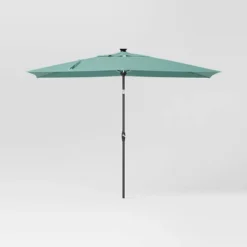 10'x6' Rectangular Solar Market Patio Umbrella - Black Pole - Threshold™ -Outdoor Furniture Store GUEST adfeb821 0b88 4e89 b0b1 ed1efe41b945