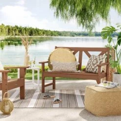 Outdoor Furniture Store 34 5' X 7' Woven Stripe Outdoor Rug Khaki/Ivory - Threshold™