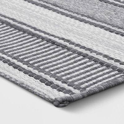 7'x10' Striped Rectangular Woven Outdoor Area Rug Charcoal Gray/Ivory - Threshold™ 7'x10' Striped Rectangular Woven Outdoor Area Rug Charcoal Gray/Ivory - Threshold™ -Outdoor Furniture Store GUEST da0dd080 b796 458b 9d39 809d198a53a9