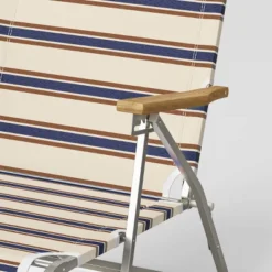 Striped Aluminum Beach Lounger With Wood Arms - Threshold™ -Outdoor Furniture Store GUEST df789a71 0257 4fd1 9821 4102e7b5fb20