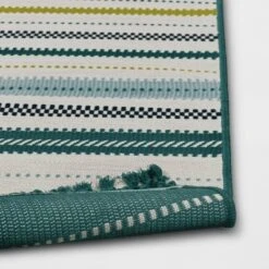 5'x7' Textural Stripe Rectangular Woven Outdoor Area Rug Light Green - Threshold™ 4 5'x7' Textural Stripe Rectangular Woven Outdoor Area Rug Light Green - Threshold™ -Outdoor Furniture Store GUEST f007cad1 6d19 4860 a2d7 527203ce29f5