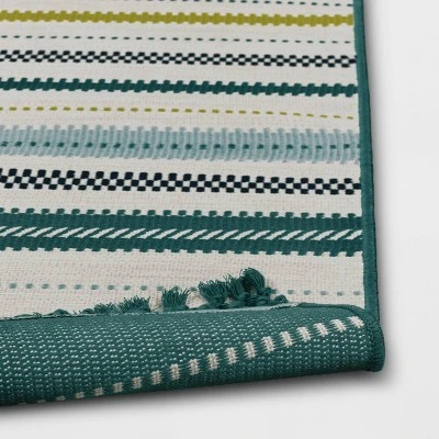 5'x7' Textural Stripe Rectangular Woven Outdoor Area Rug Light Green - Threshold™ 5'x7' Textural Stripe Rectangular Woven Outdoor Area Rug Light Green - Threshold™ -Outdoor Furniture Store GUEST f007cad1 6d19 4860 a2d7 527203ce29f5